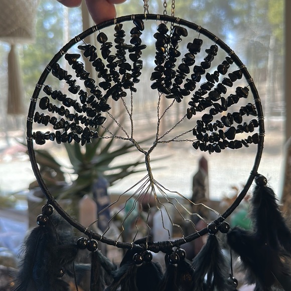 Other - Obsidian Crystal Chip Tree Of Life Dream Catcher!